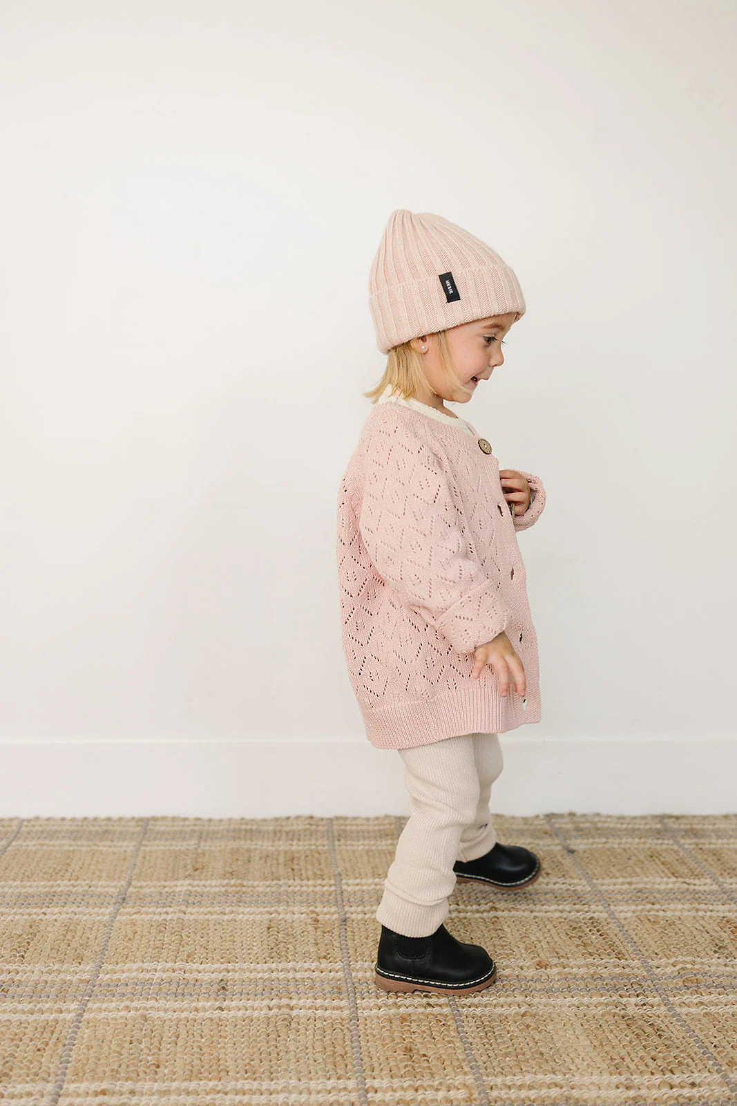 Light Pink Chunky Knit Beanie - Image 3