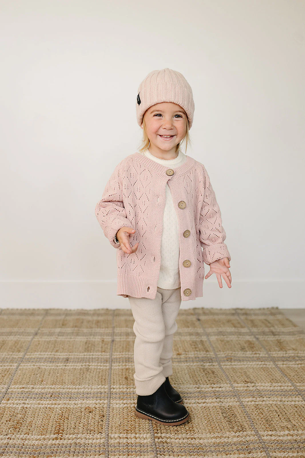 Light Pink Chunky Knit Beanie - Image 5