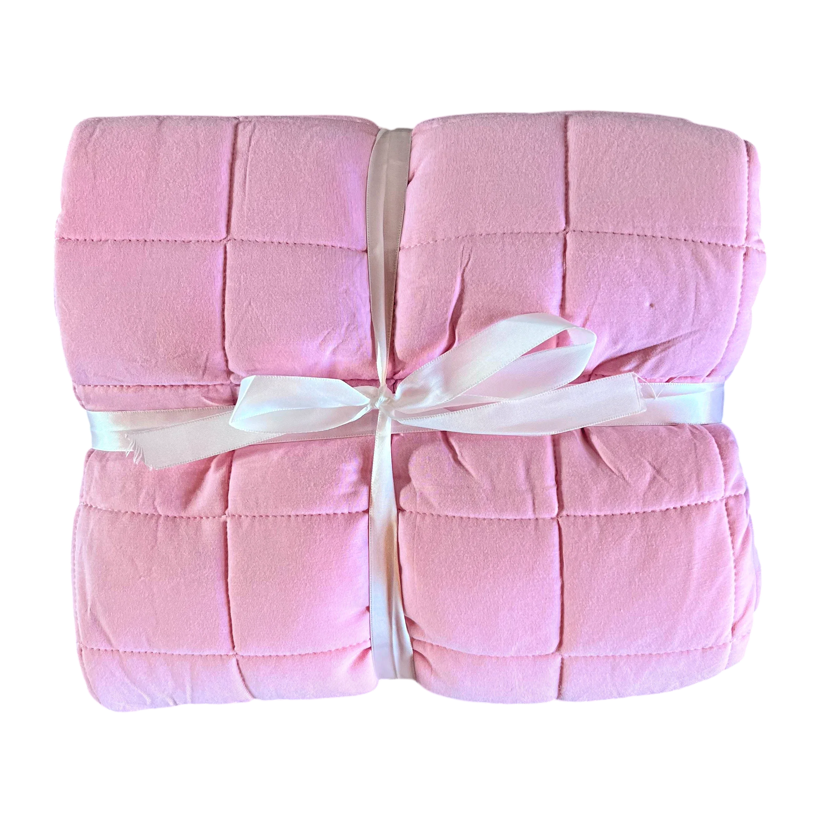 Light Pink Quilted Bamboo Blanket - Image 2