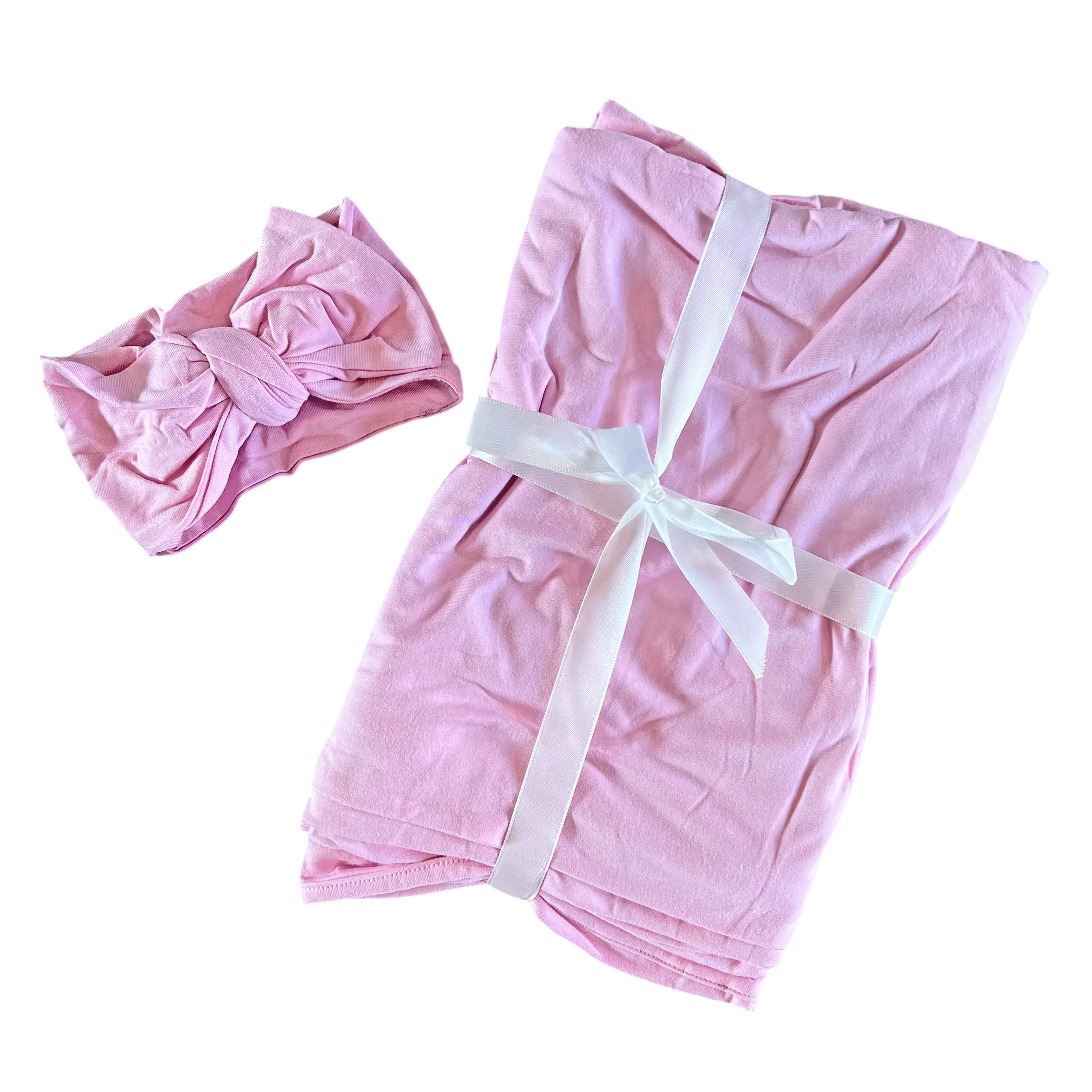 Light Pink Swaddle + Bow Set - Image 2