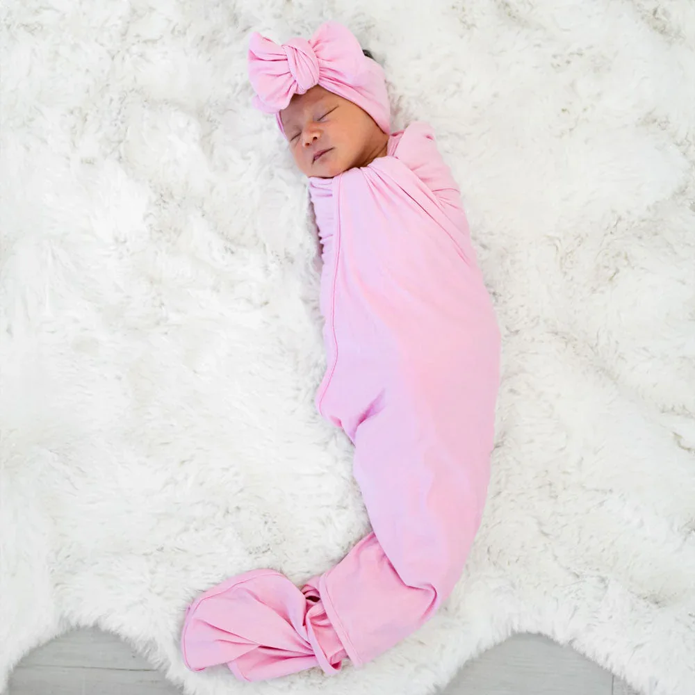 Light Pink Swaddle + Bow Set - Image 3