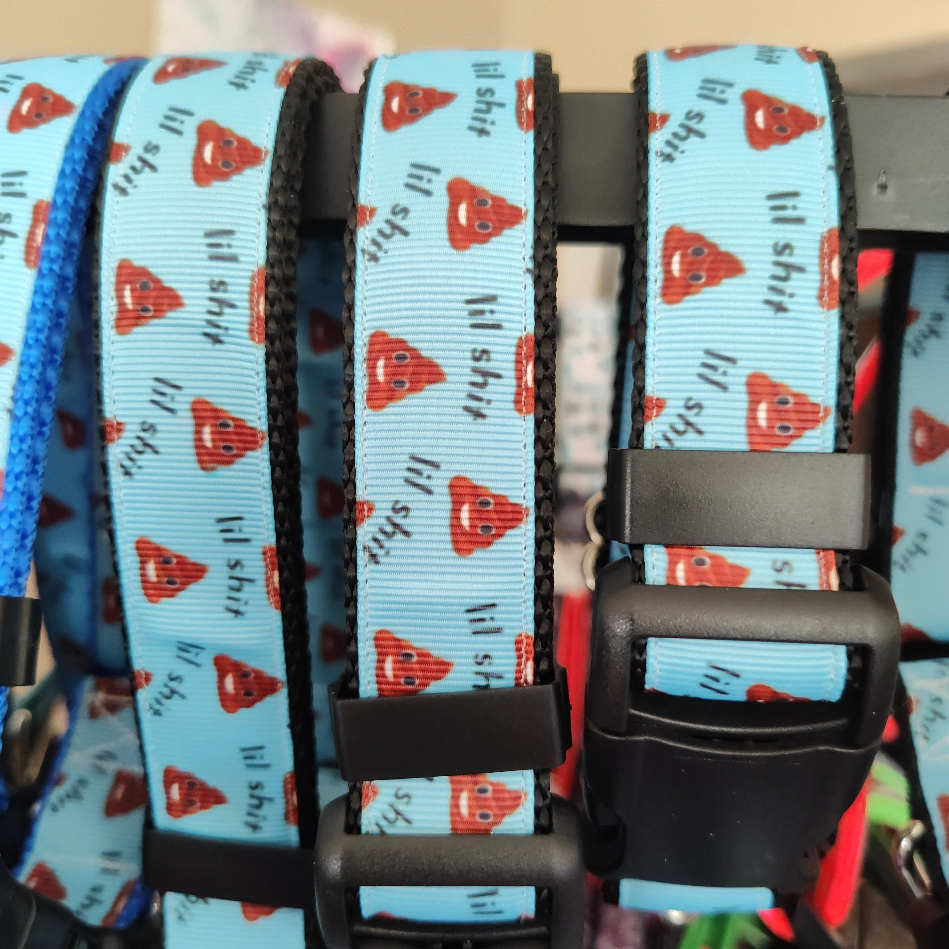 Lil Shit Black Nylon Dog Collar MD, LG, XL, Leash - Image 2