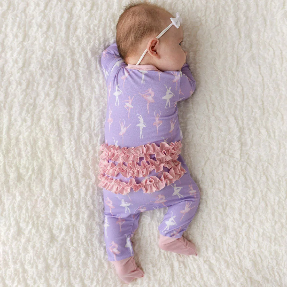 Lillian Ballerinas Bamboo Ruffle Convertible Footie - Image 3