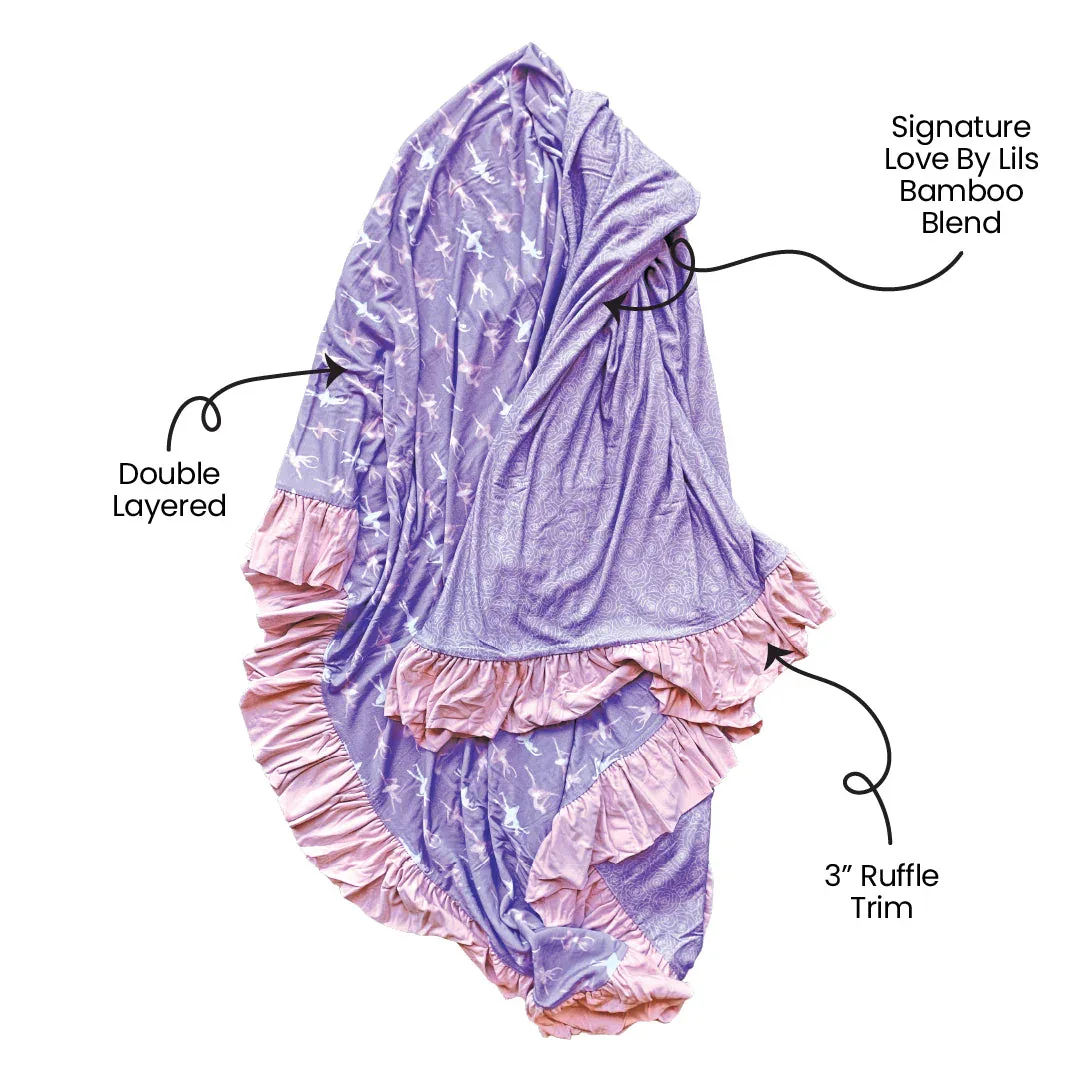 Lillian Ballerinas Bamboo Ruffle Toddler Blanket - Image 2