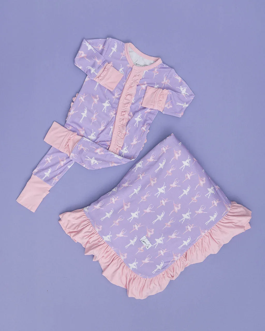 Lillian Ballerinas Bamboo Ruffle Toddler Blanket - Image 3