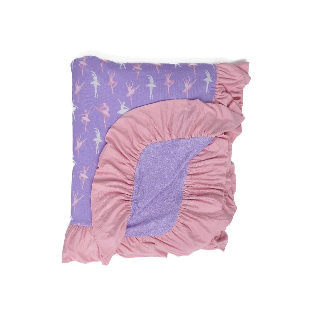 Lillian Ballerinas Bamboo Ruffle Toddler Blanket - Image 4