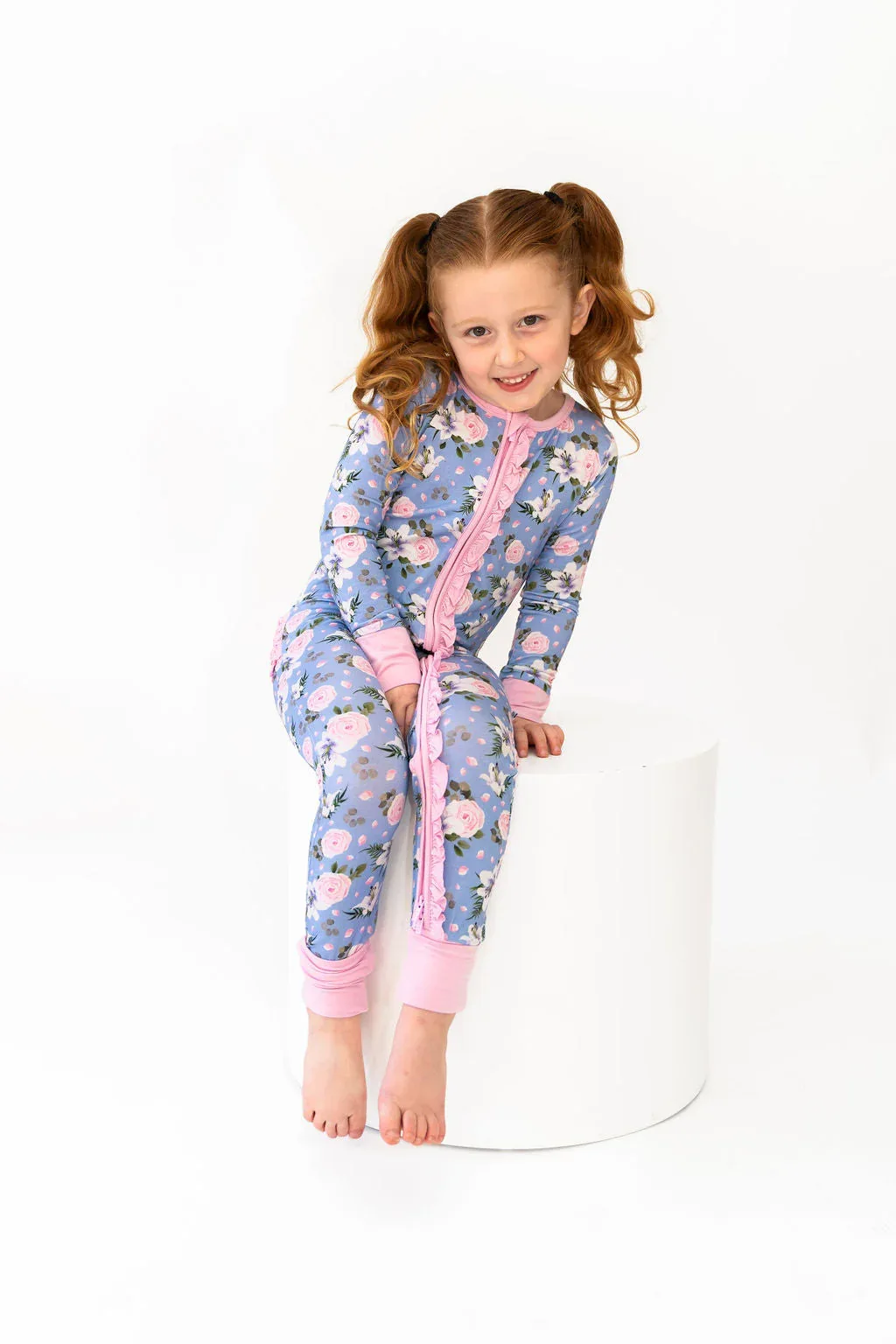Lillian Floral Bamboo Ruffle Convertible Footie (2T-4T) - Image 3