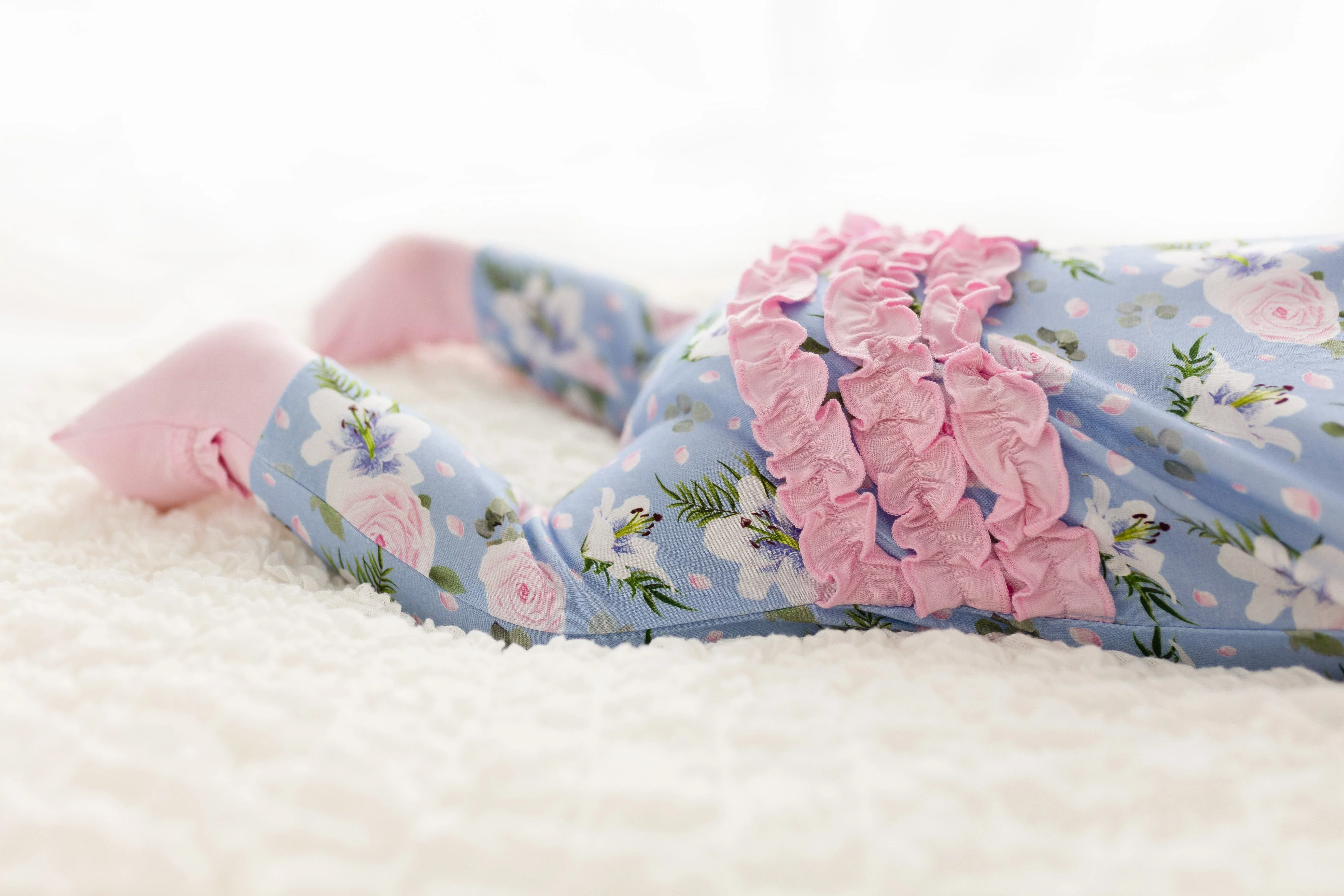 Lillian Floral Bamboo Ruffle Convertible Footie (2T-4T) - Image 5