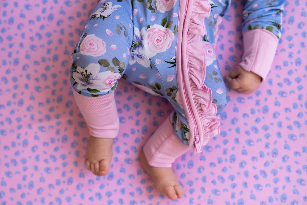 Lillian Floral Bamboo Ruffle Convertible Footie - Image 6