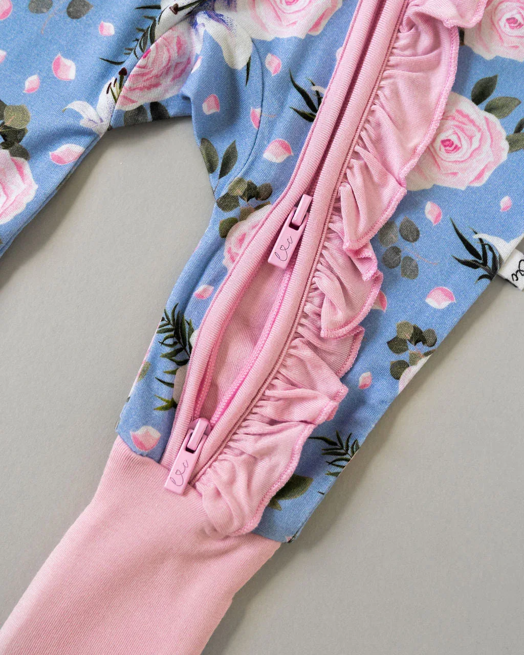 Lillian Floral Bamboo Ruffle Convertible Footie - Image 8