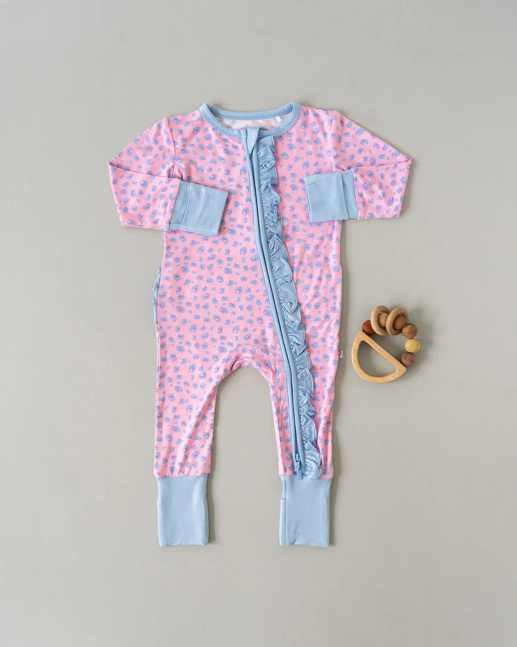 Lillian Leopard Bamboo Ruffle Convertible Footie (2T-4T) - Image 5