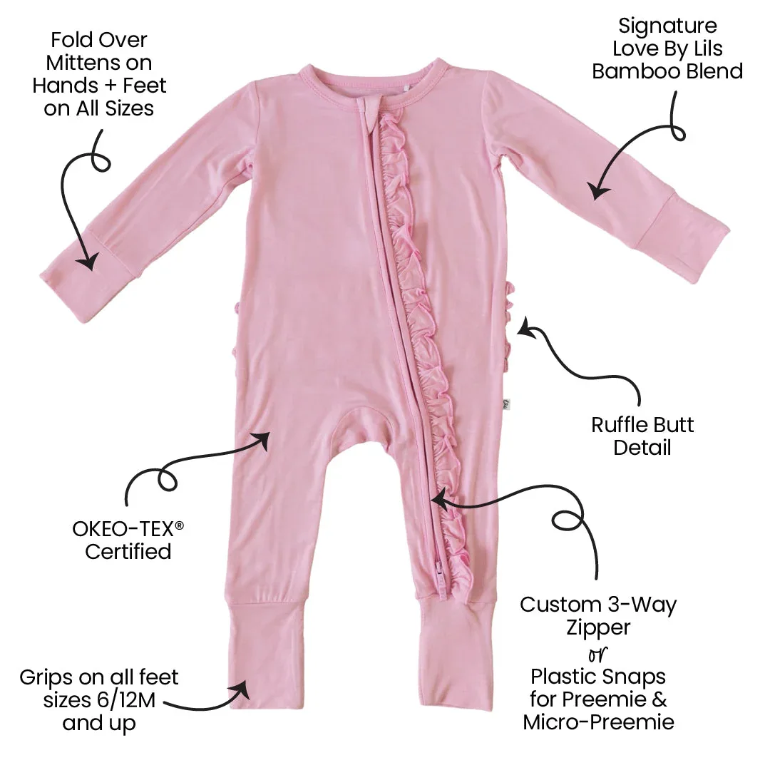 Lillian Pink Bamboo Ruffle Convertible Footie (2T-4T) - Image 2