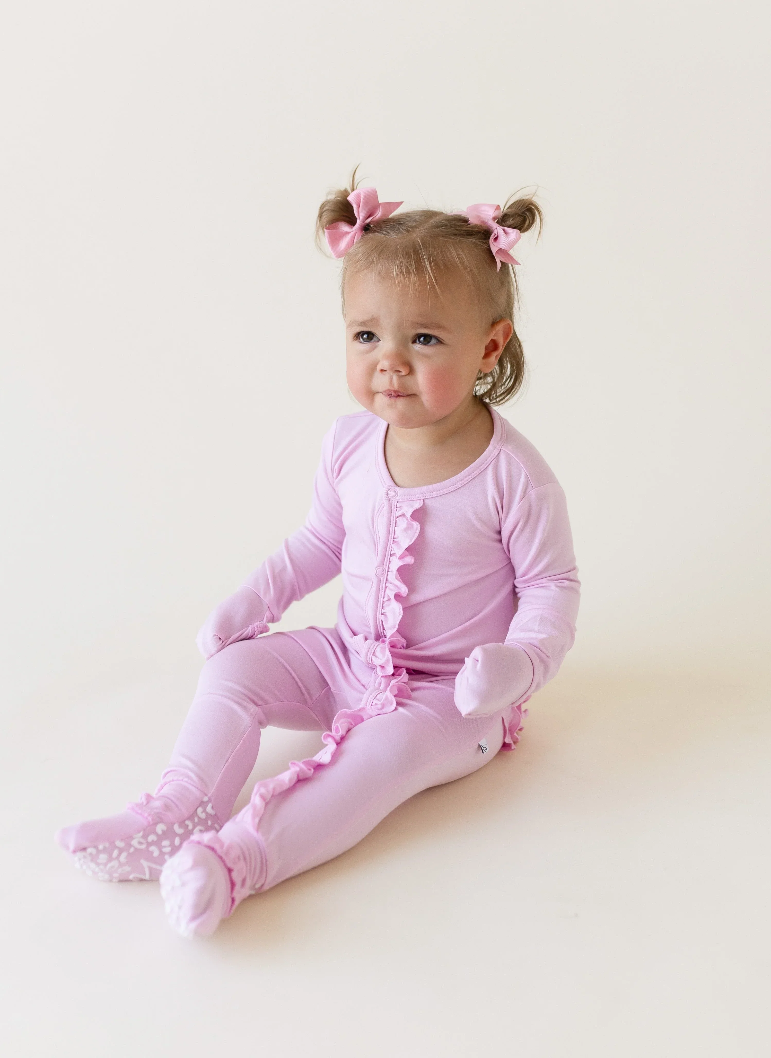 Lillian Pink Bamboo Ruffle Convertible Footie (2T-4T) - Image 3