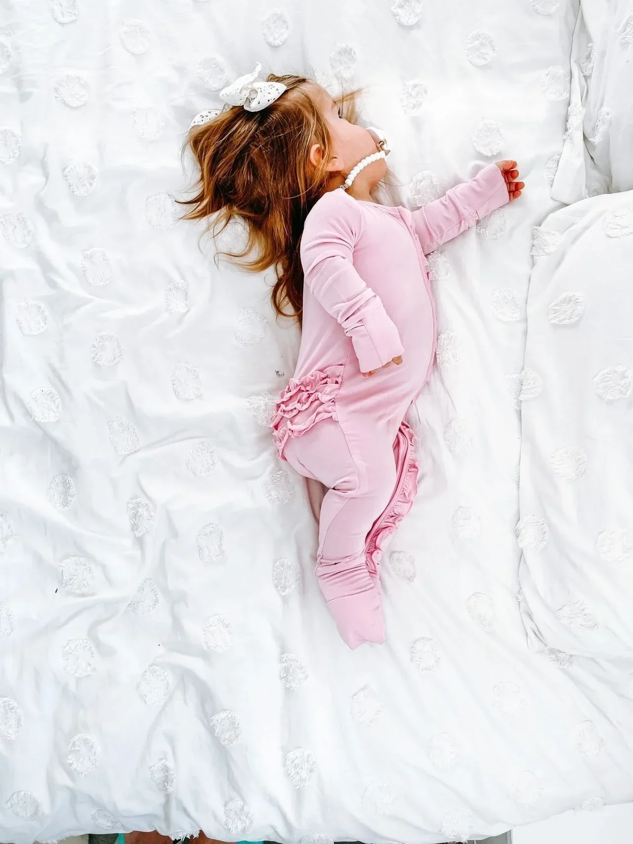 Lillian Pink Bamboo Ruffle Convertible Footie (2T-4T) - Image 4