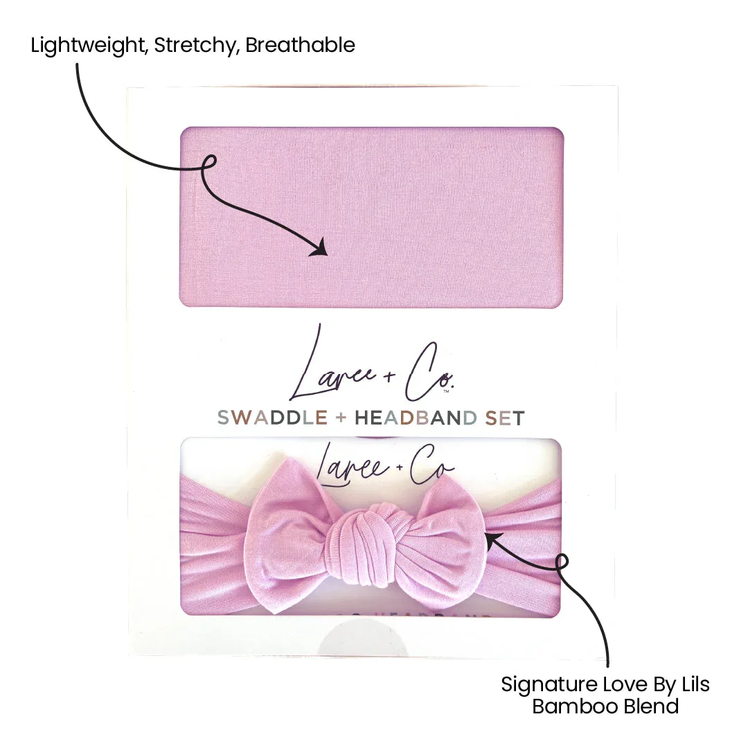 Lillian Pink Swaddle + Headband Set - Image 2