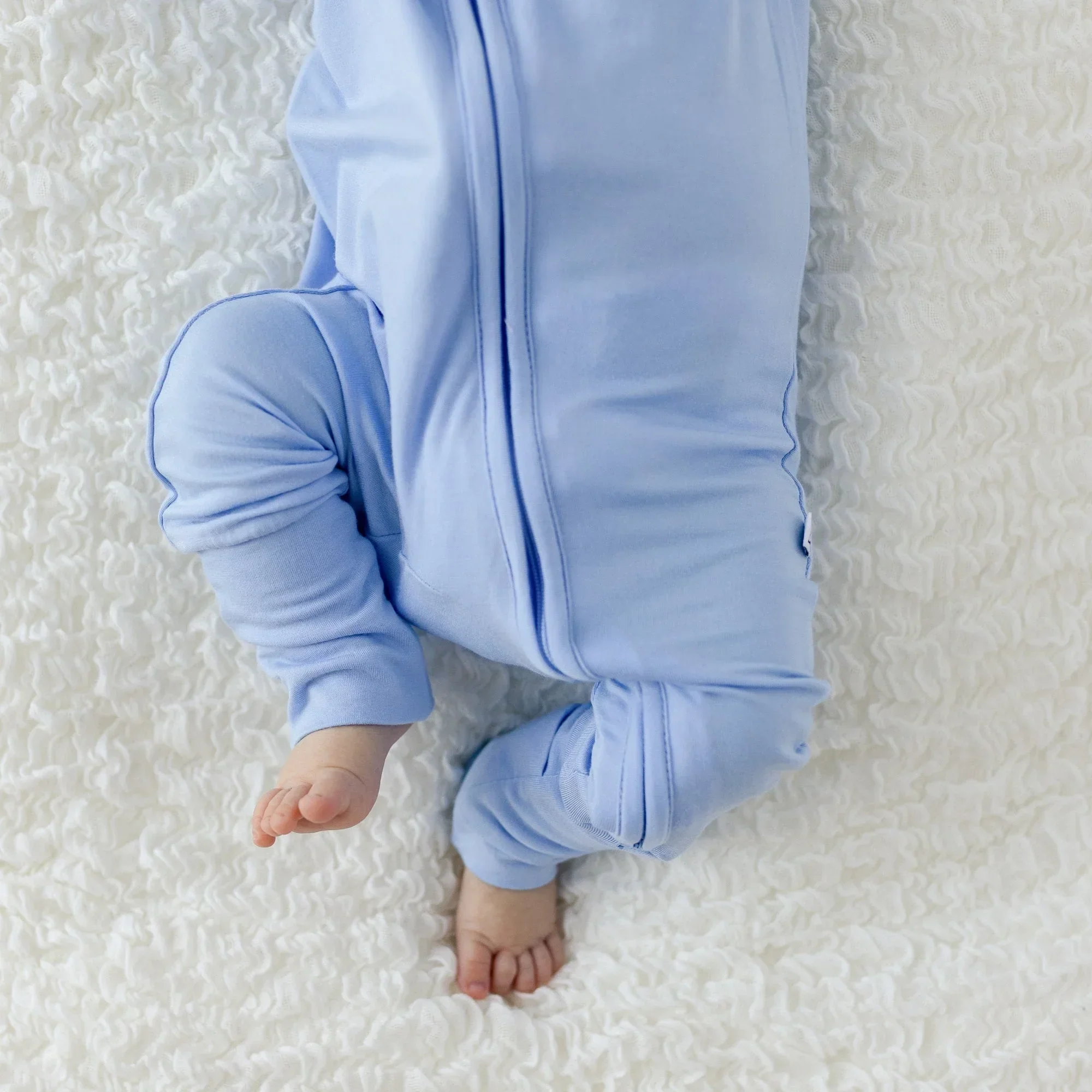 Lillian Trisomy 18 Blue Bamboo Convertible Footie - Image 3