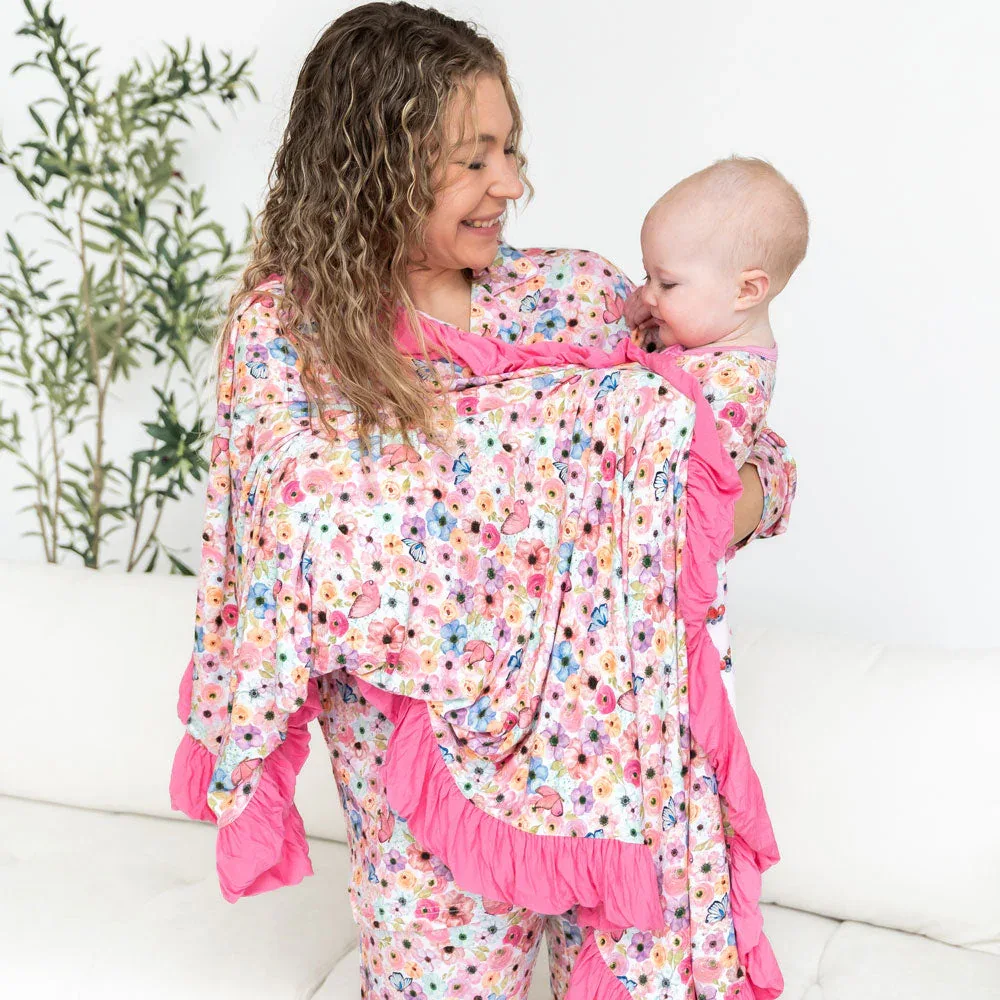 Lillian's Garden Bamboo Ruffle Toddler Blanket - Image 2