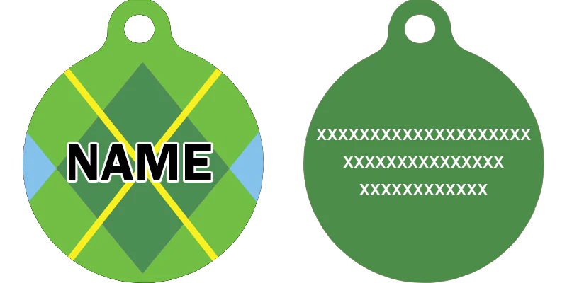 Lime Argyle HD Dog ID Tag - Image 2