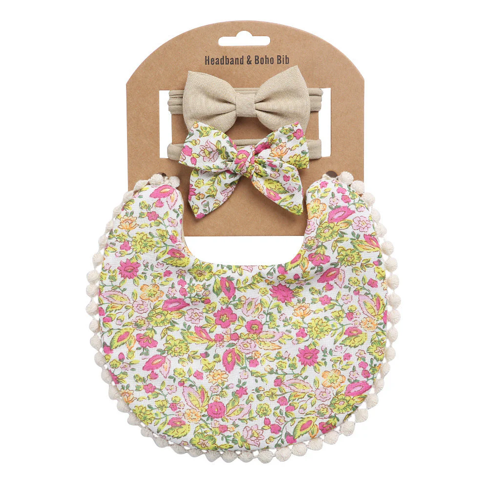 Linen Cotton Solid Color Printing Children Double-Sided Bib Bib Baby Saliva Pocket - Image 11