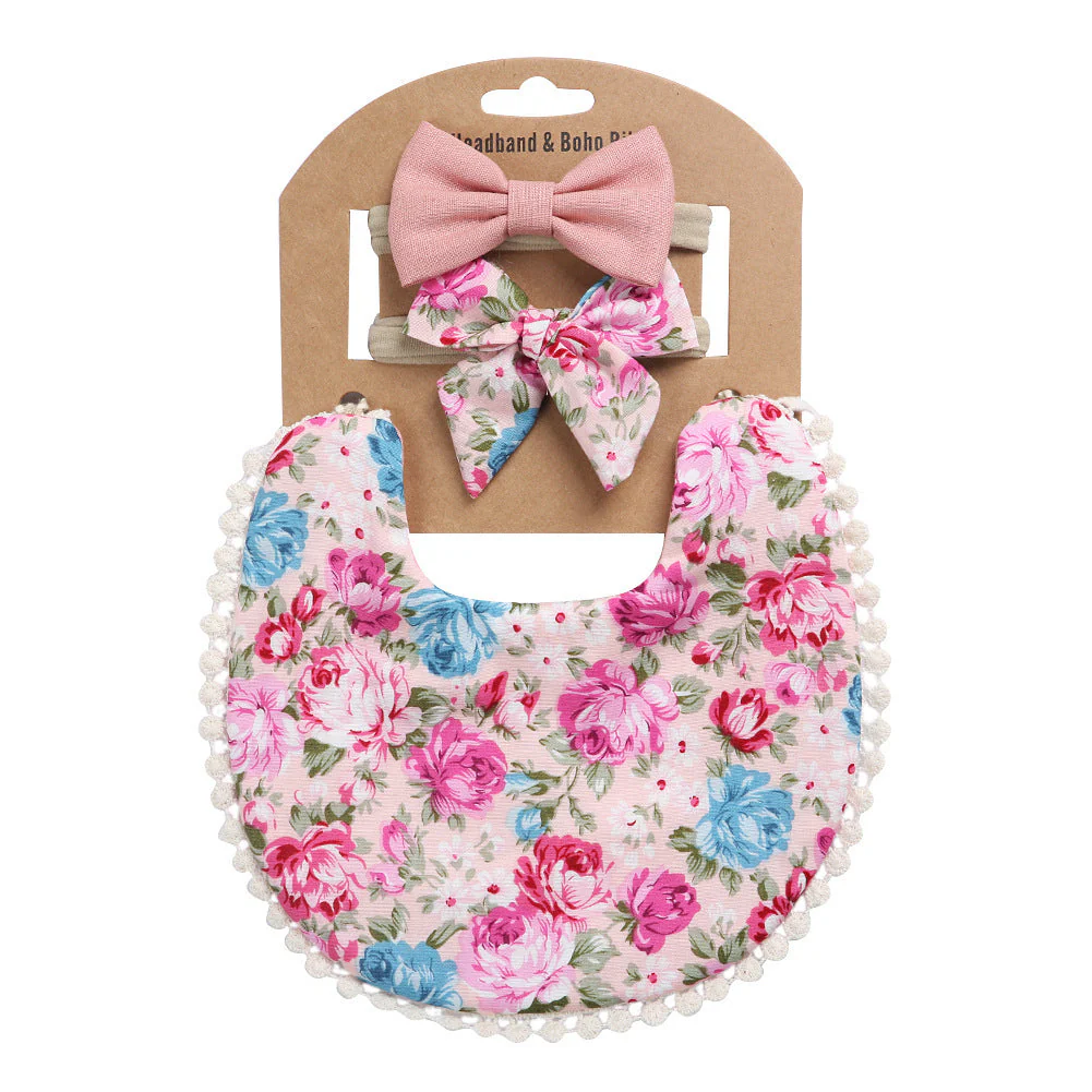Linen Cotton Solid Color Printing Children Double-Sided Bib Bib Baby Saliva Pocket - Image 12