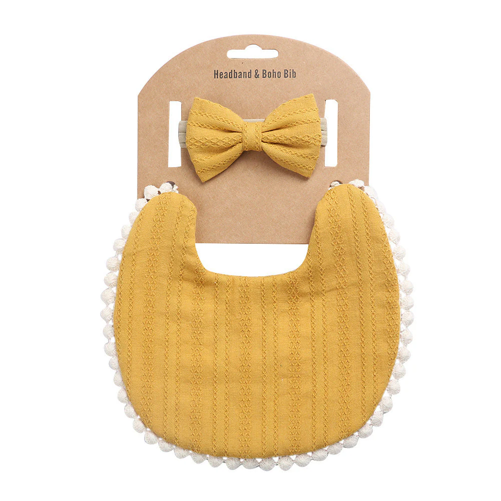 Linen Cotton Solid Color Printing Children Double-Sided Bib Bib Baby Saliva Pocket - Image 2