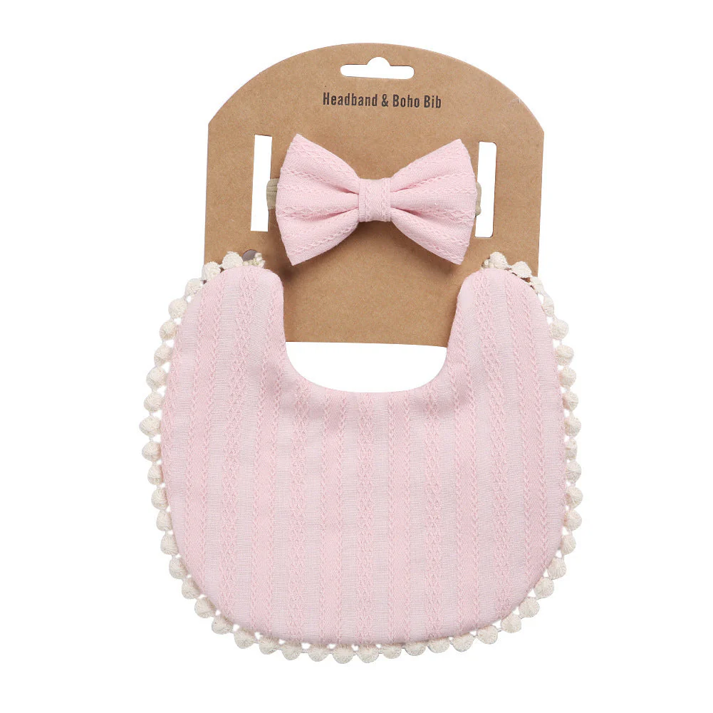 Linen Cotton Solid Color Printing Children Double-Sided Bib Bib Baby Saliva Pocket - Image 3