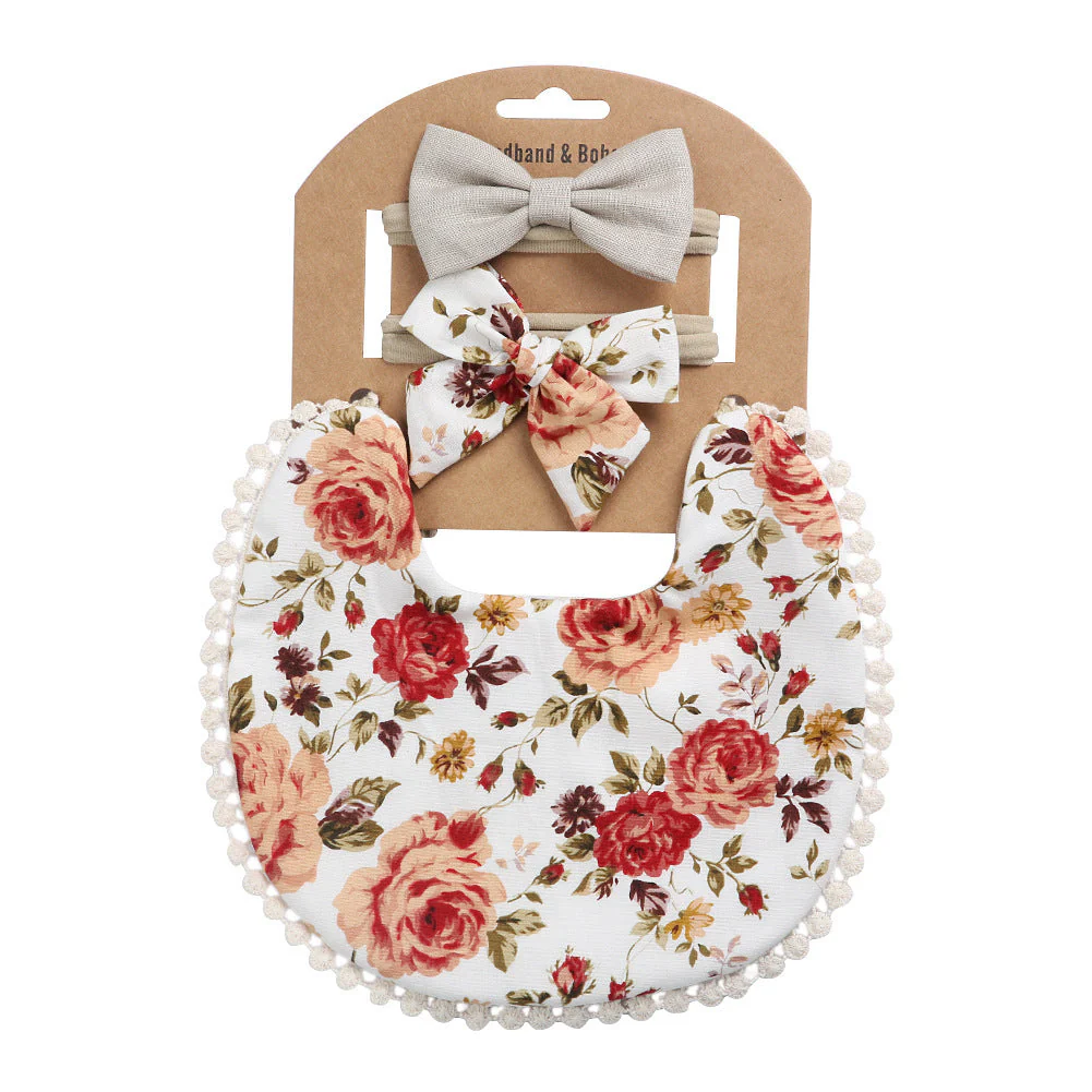 Linen Cotton Solid Color Printing Children Double-Sided Bib Bib Baby Saliva Pocket - Image 5