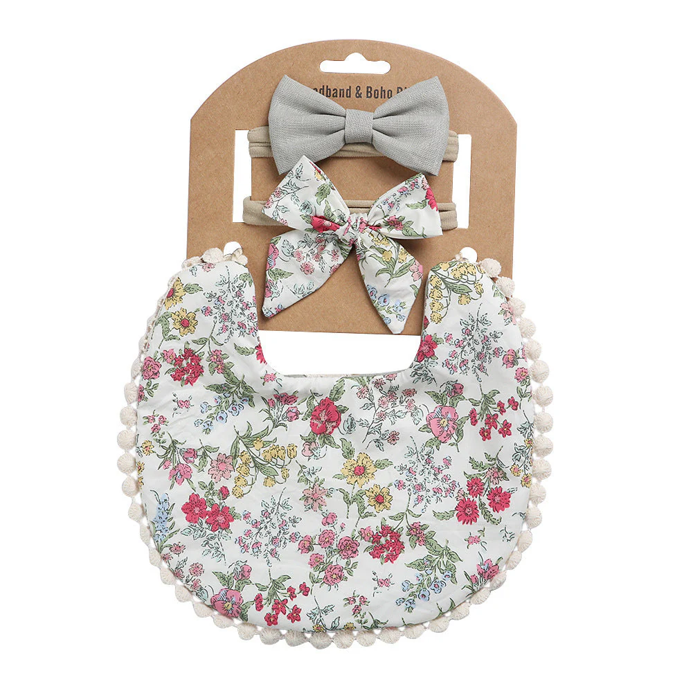 Linen Cotton Solid Color Printing Children Double-Sided Bib Bib Baby Saliva Pocket - Image 6