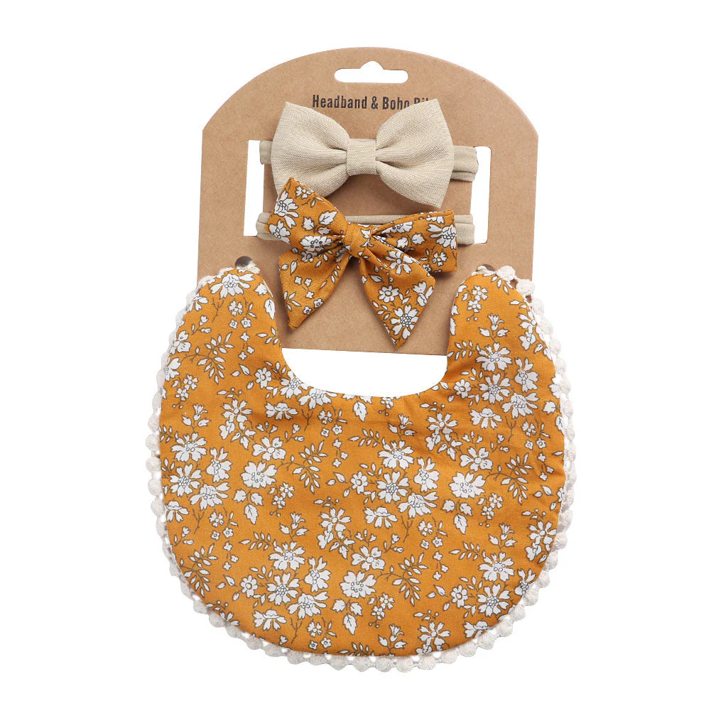 Linen Cotton Solid Color Printing Children Double-Sided Bib Bib Baby Saliva Pocket - Image 7