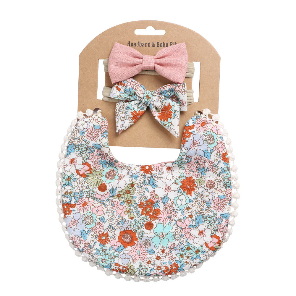 Linen Cotton Solid Color Printing Children Double-Sided Bib Bib Baby Saliva Pocket - Image 8