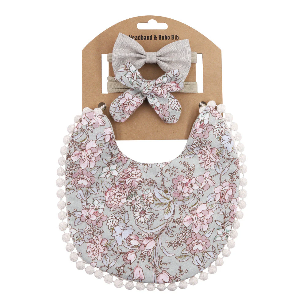 Linen Cotton Solid Color Printing Children Double-Sided Bib Bib Baby Saliva Pocket - Image 9