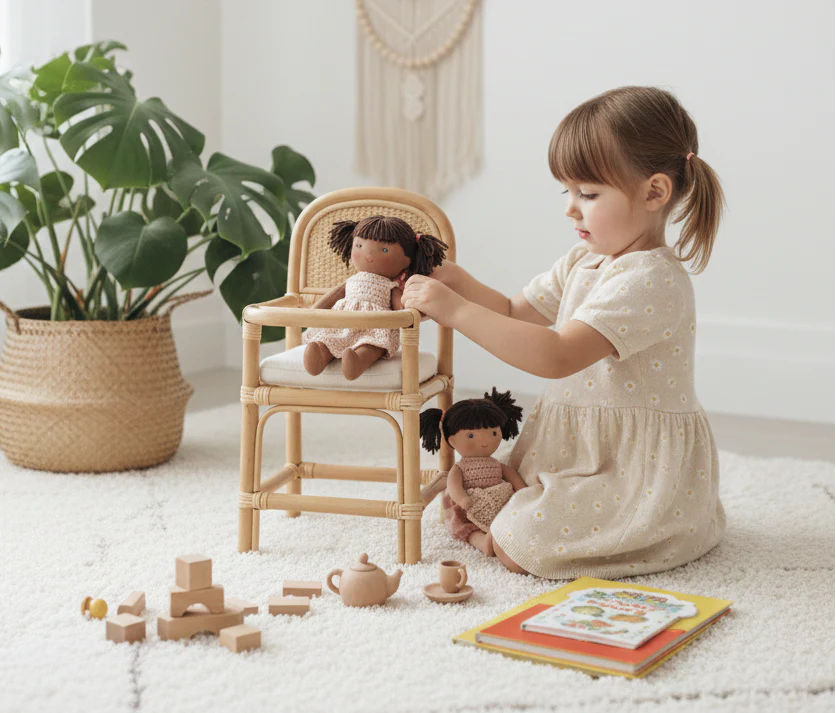 Little Feast Rattan Doll High Chair - Image 4
