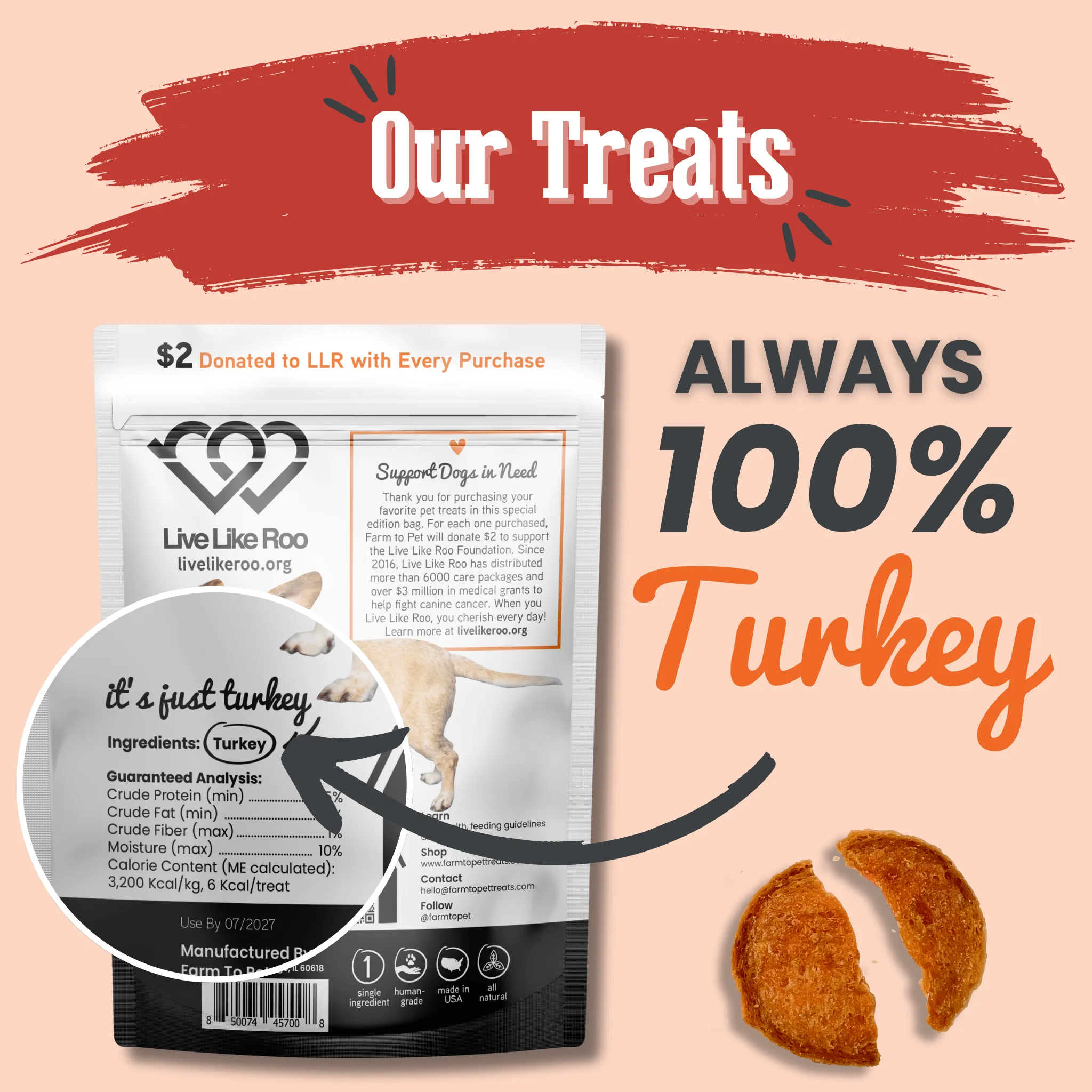 Live Like Roo Turkey Chips for Dogs | Dog Treats That Give Back - Image 2