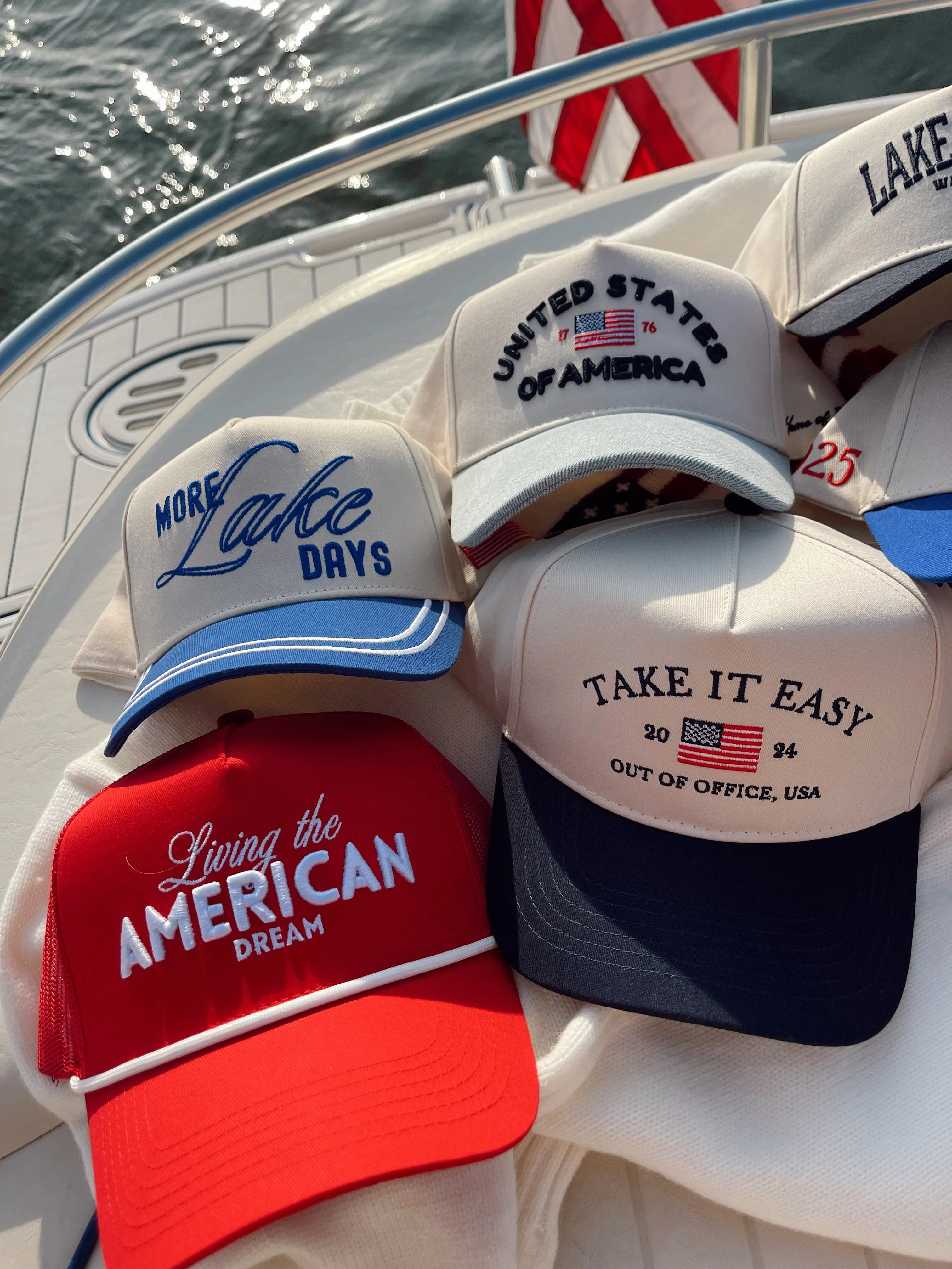 Living the American Dream - Red and Navy Vintage Trucker Hat - Image 5