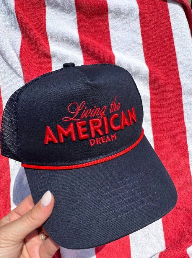 Living the American Dream - Red and Navy Vintage Trucker Hat - Image 7