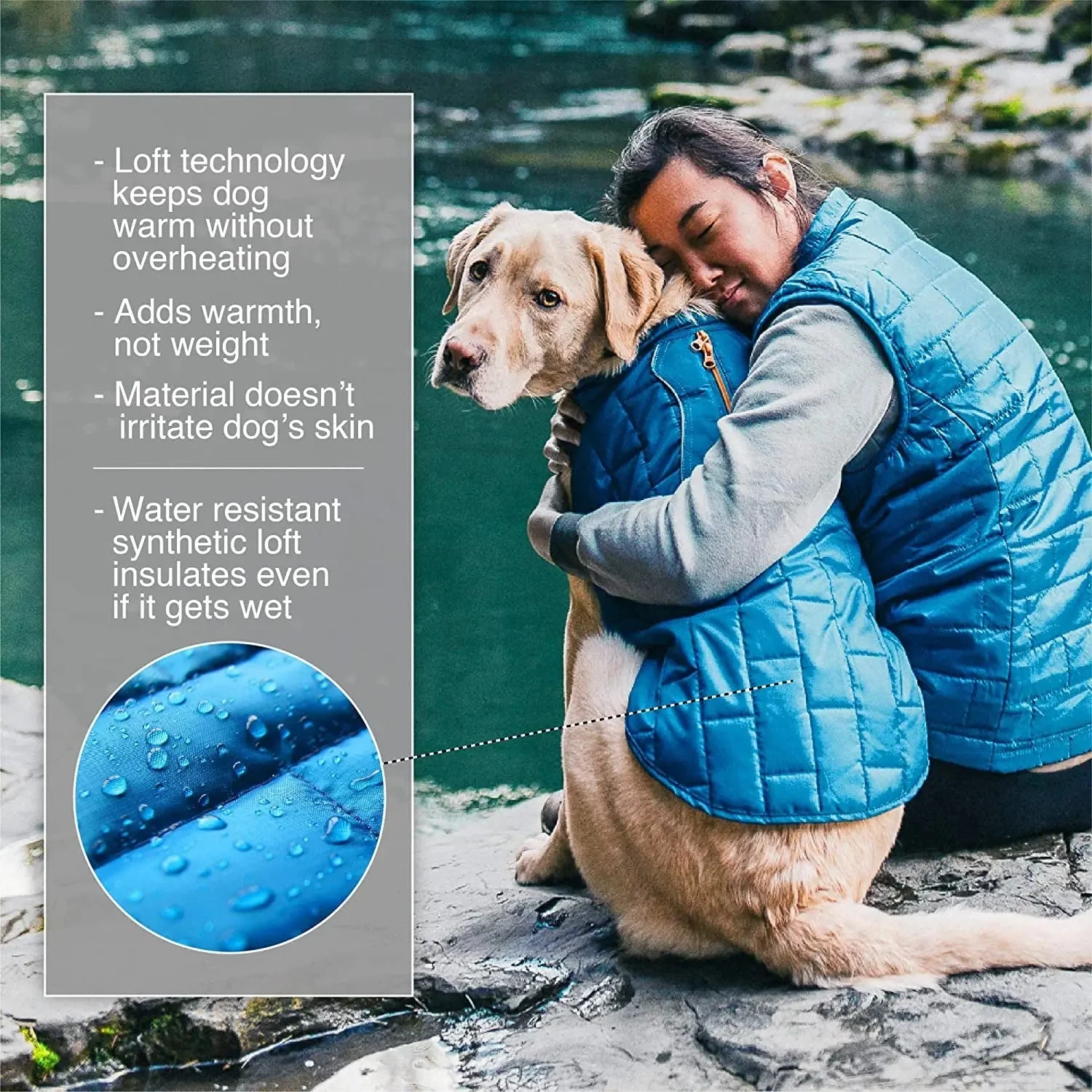 Loft Jacket, Reversible Dog Coat, Dog Coat for Cold Weather, Water-Resistant Dog Jacket with Reflective Trim, Black/Yellow, Medium - Image 3