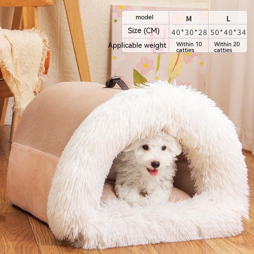 Long Fur Winter Warm Pet Cave Bed - Image 4
