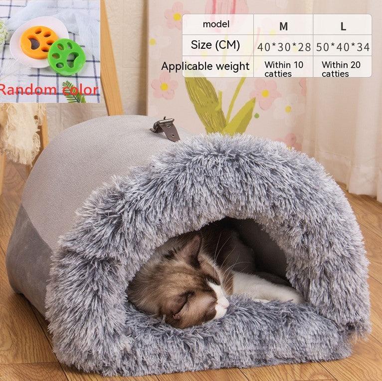 Long Fur Winter Warm Pet Cave Bed - Image 8