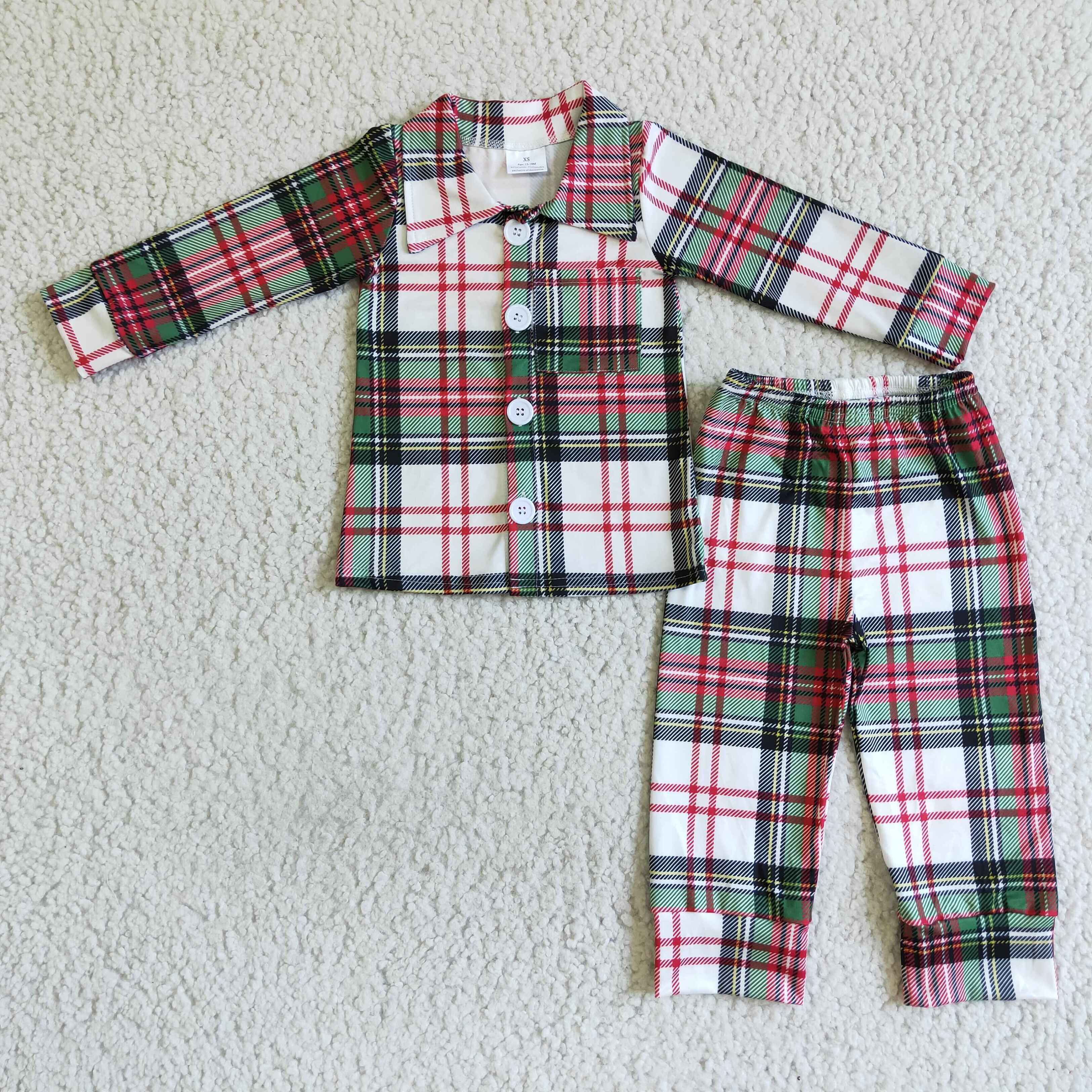 Long sleeve plaid boy Christmas pajamas - Image 2