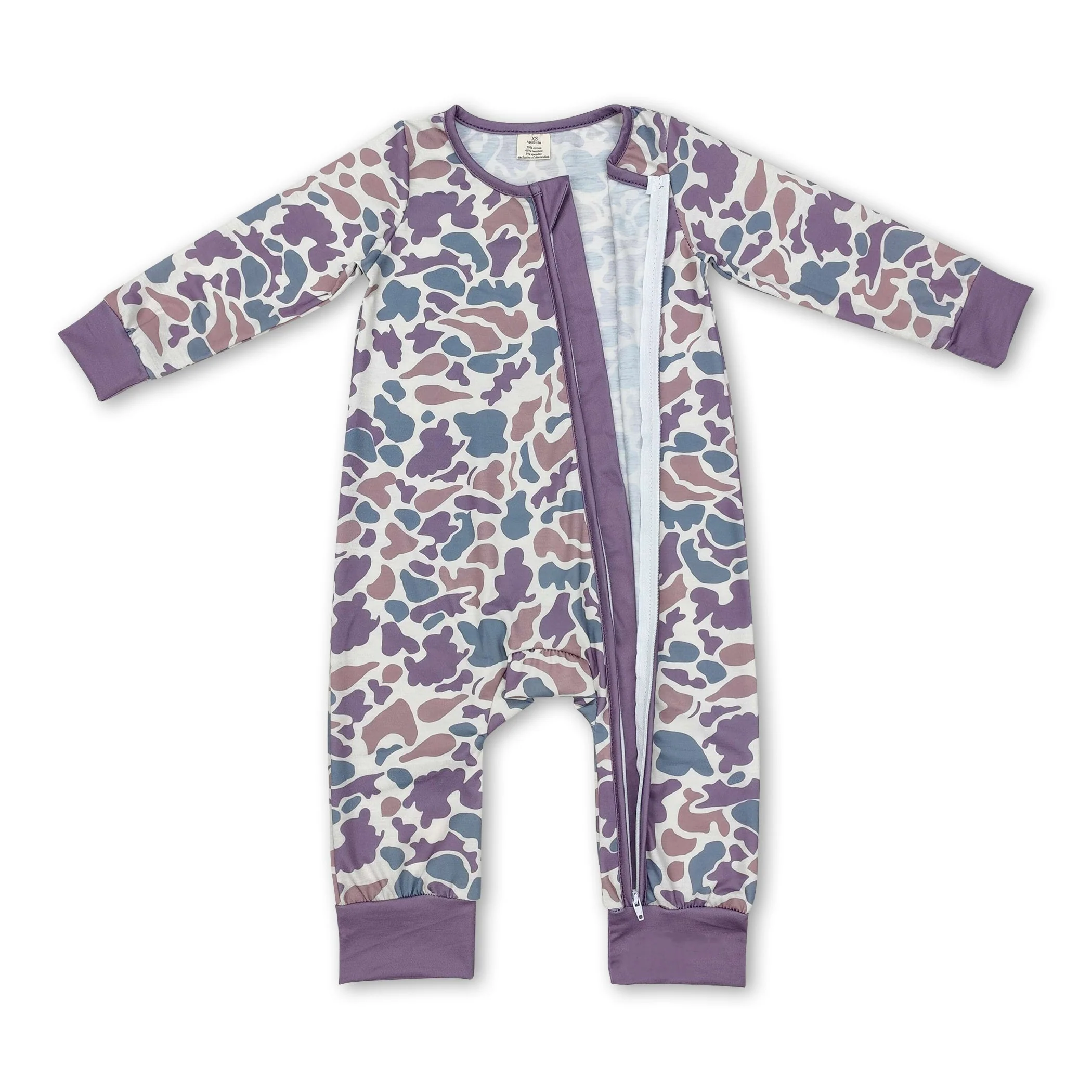 Long sleeves camo print baby kids zipper sleeper - Image 2