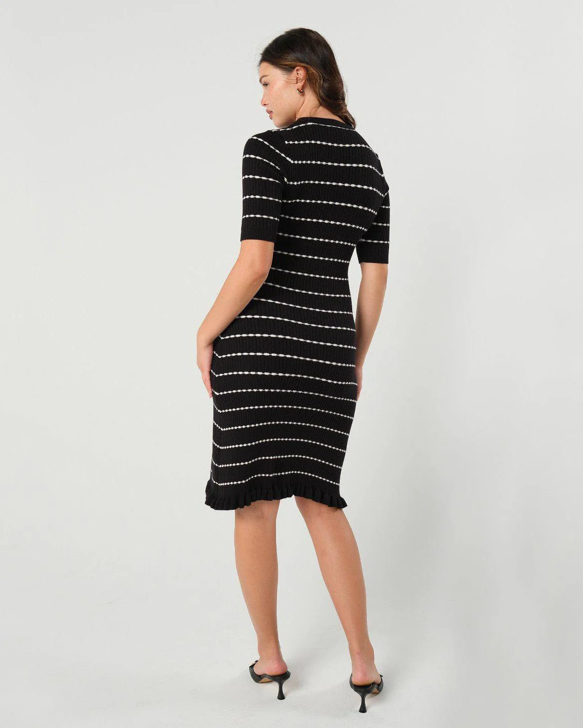 Louie Striped Knit Maternity & Nursing Dress - Image 3