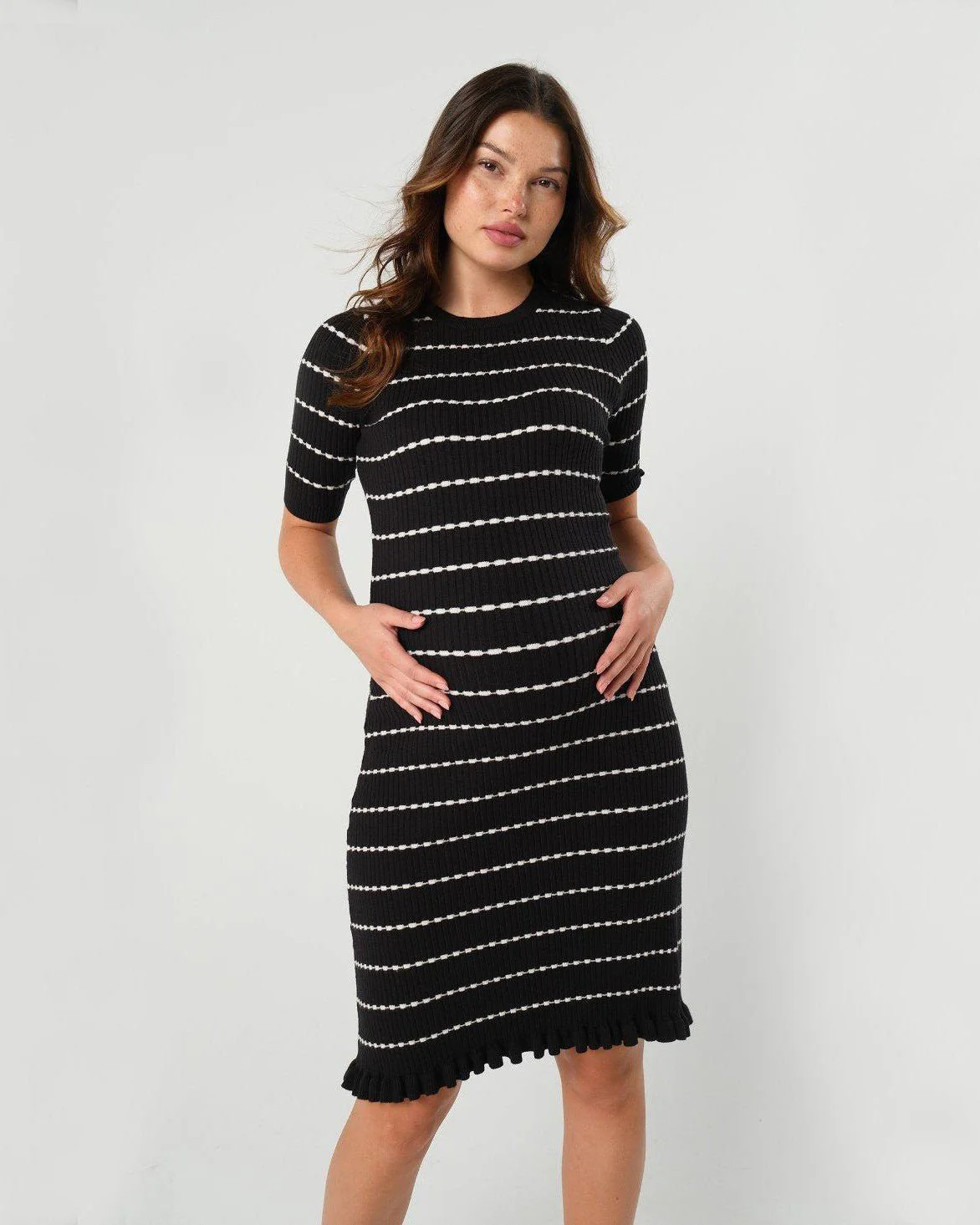 Louie Striped Knit Maternity & Nursing Dress - Image 4