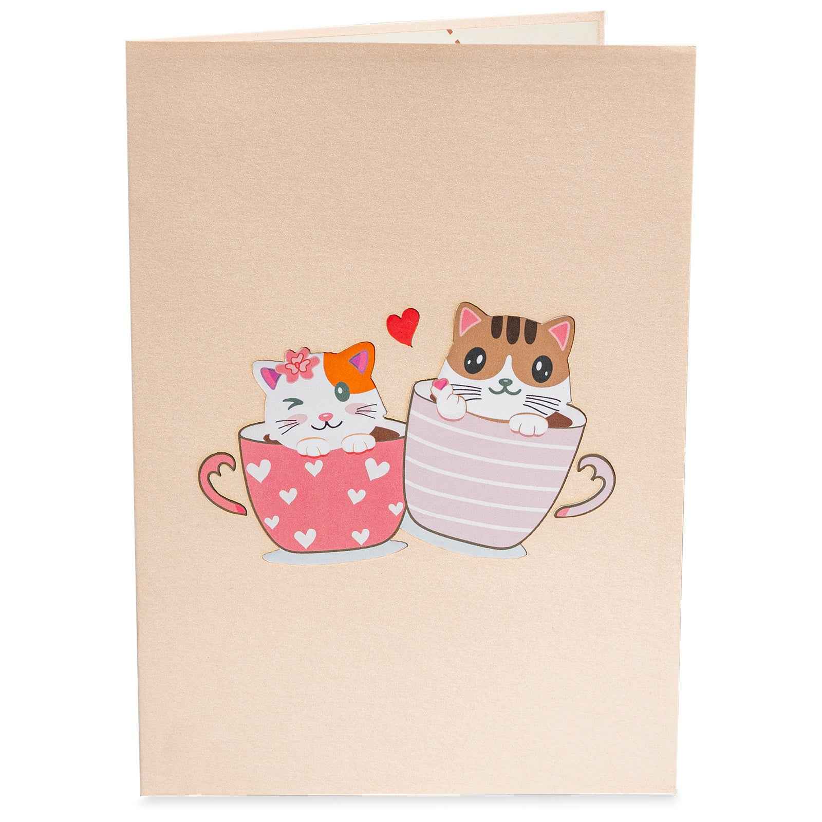 Love Cat Mugs Pop Up Card- 5" x 7" - Image 2