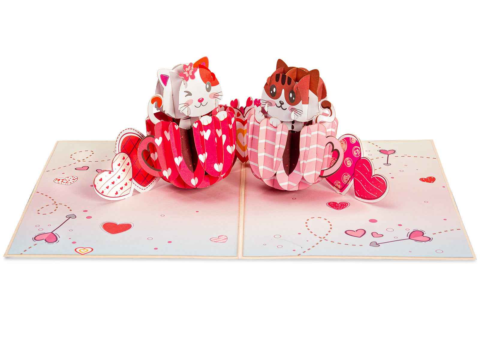 Love Cat Mugs Pop Up Card- 5" x 7" - Image 3