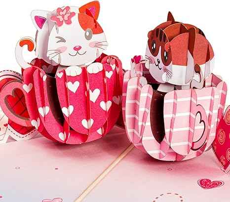 Love Cat Mugs Pop Up Card- 5" x 7" - Image 7