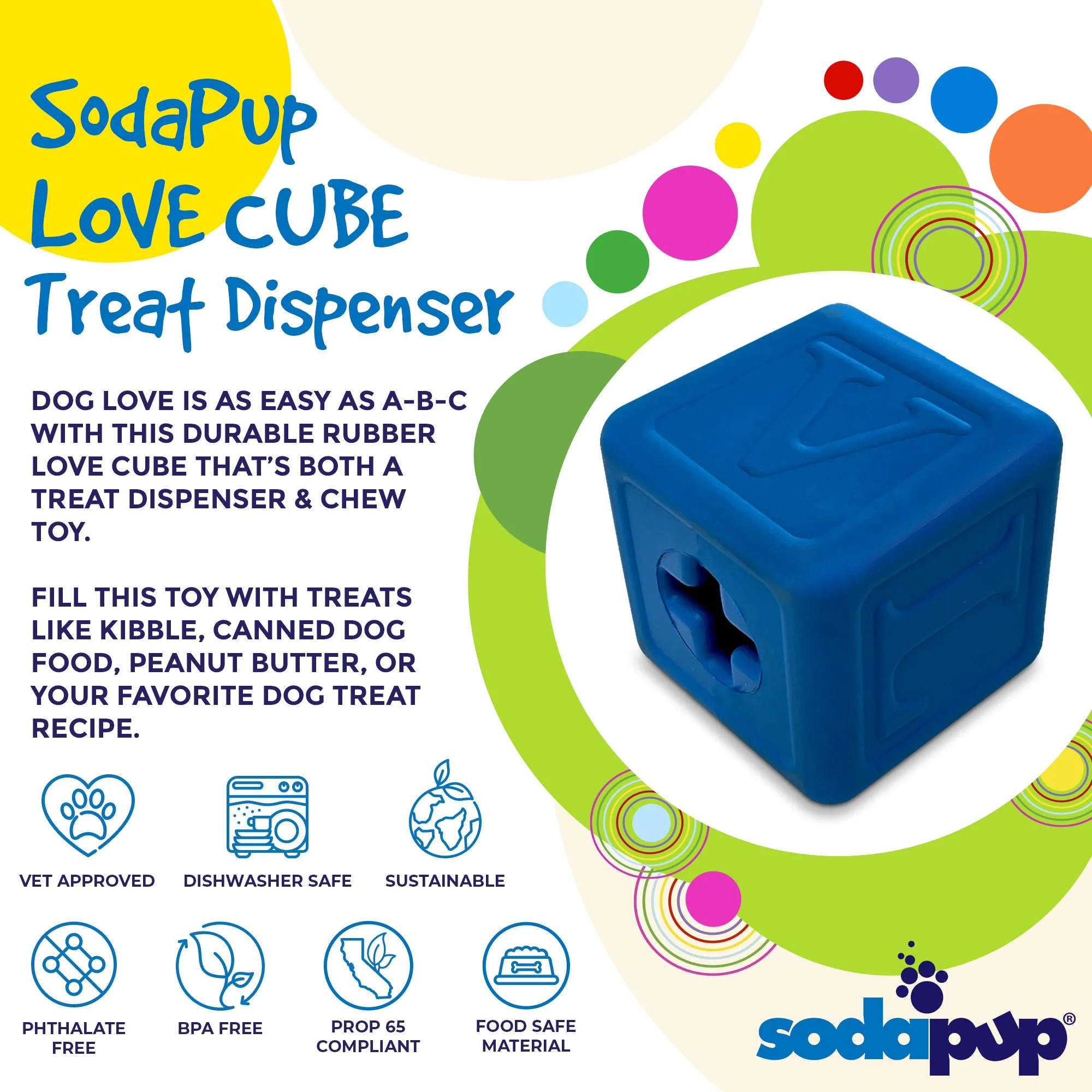 Love Cube eDispenser - Durable Rubber Chew Toy & Treat Dispenser | USA Made - Image 4