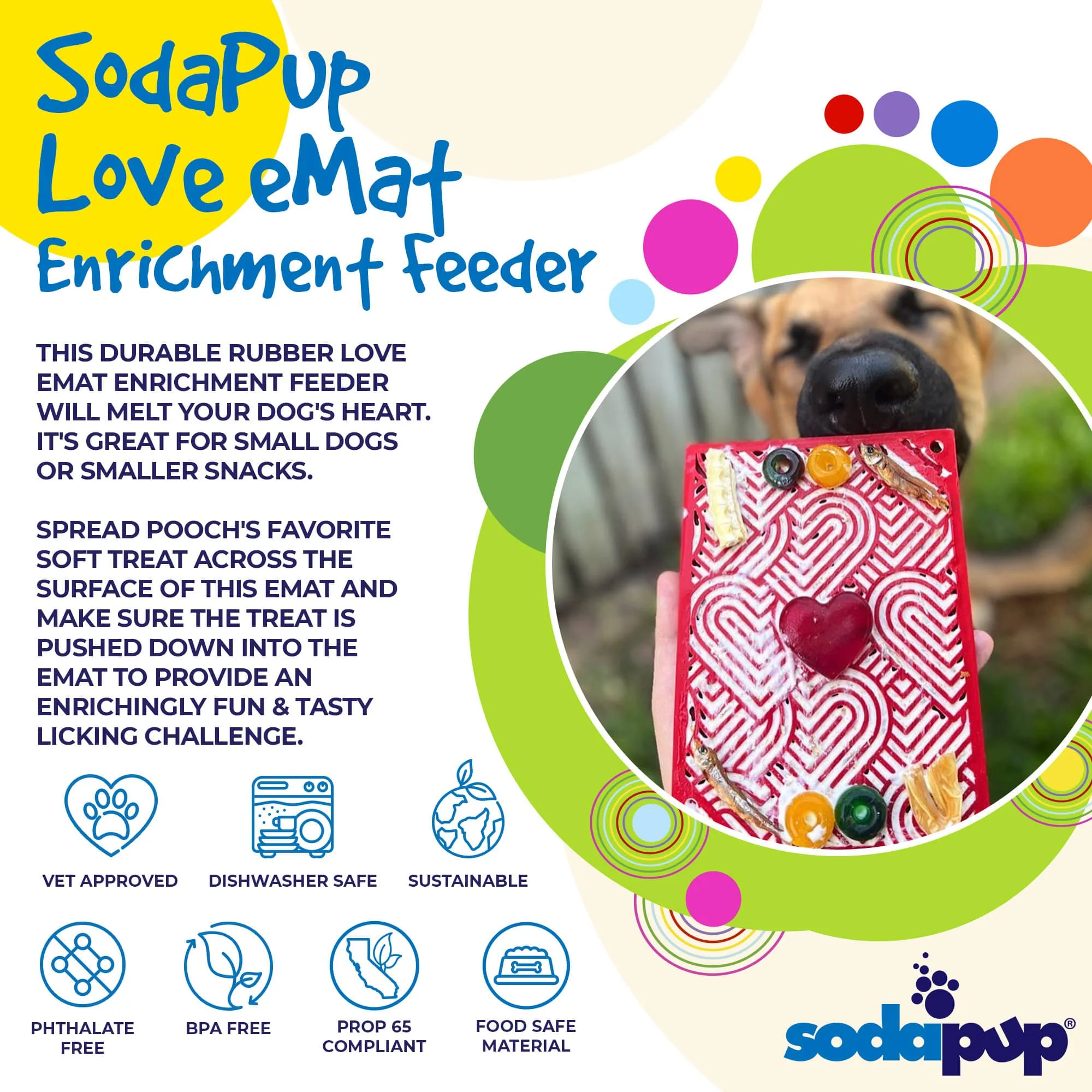 Love eMat - Enrichment Lick Mat for Dogs and Cats| Heart Design | SodaPup - Image 3