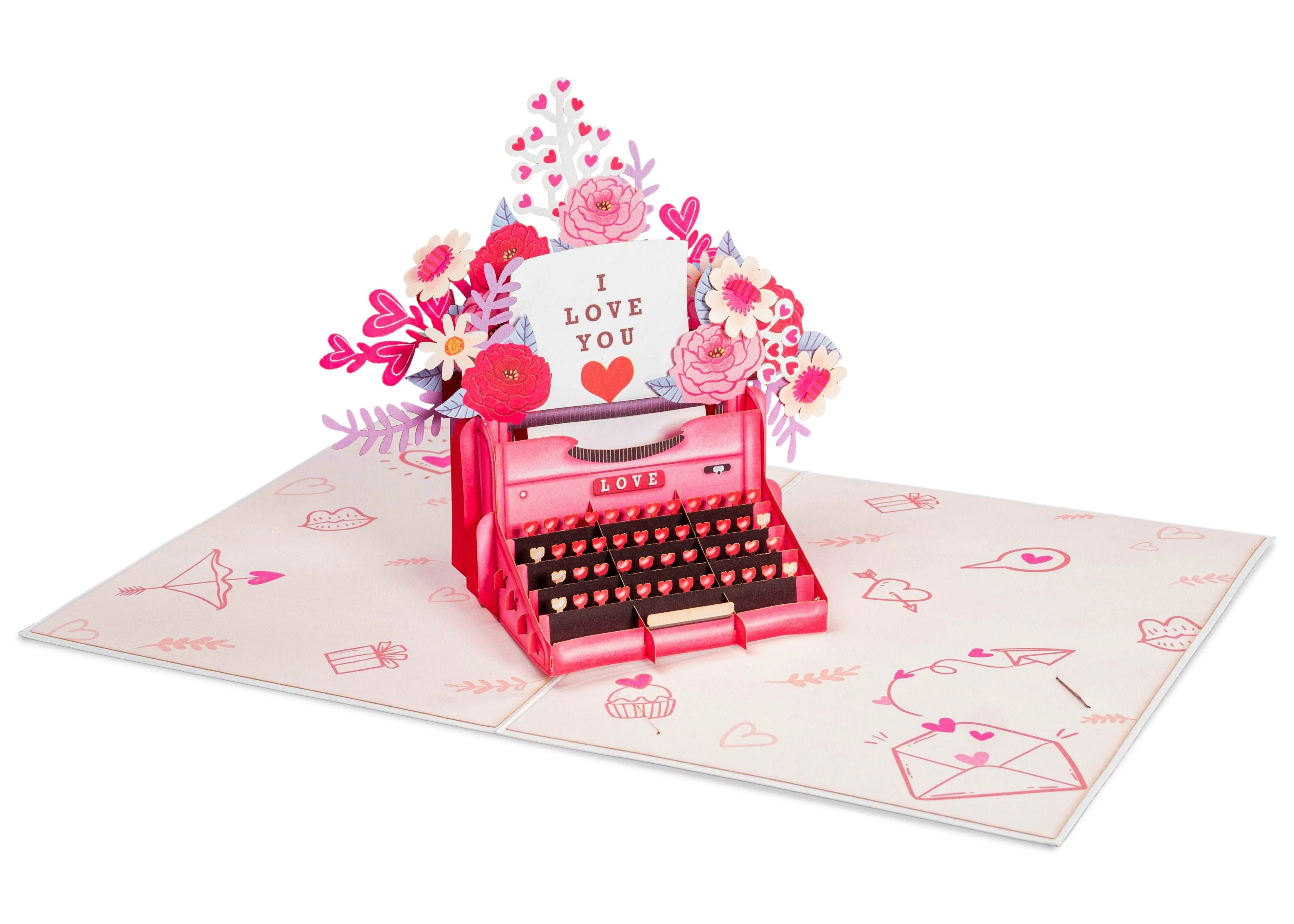 Love Typewriter Pop Up Card - 5" x 7" - Image 3