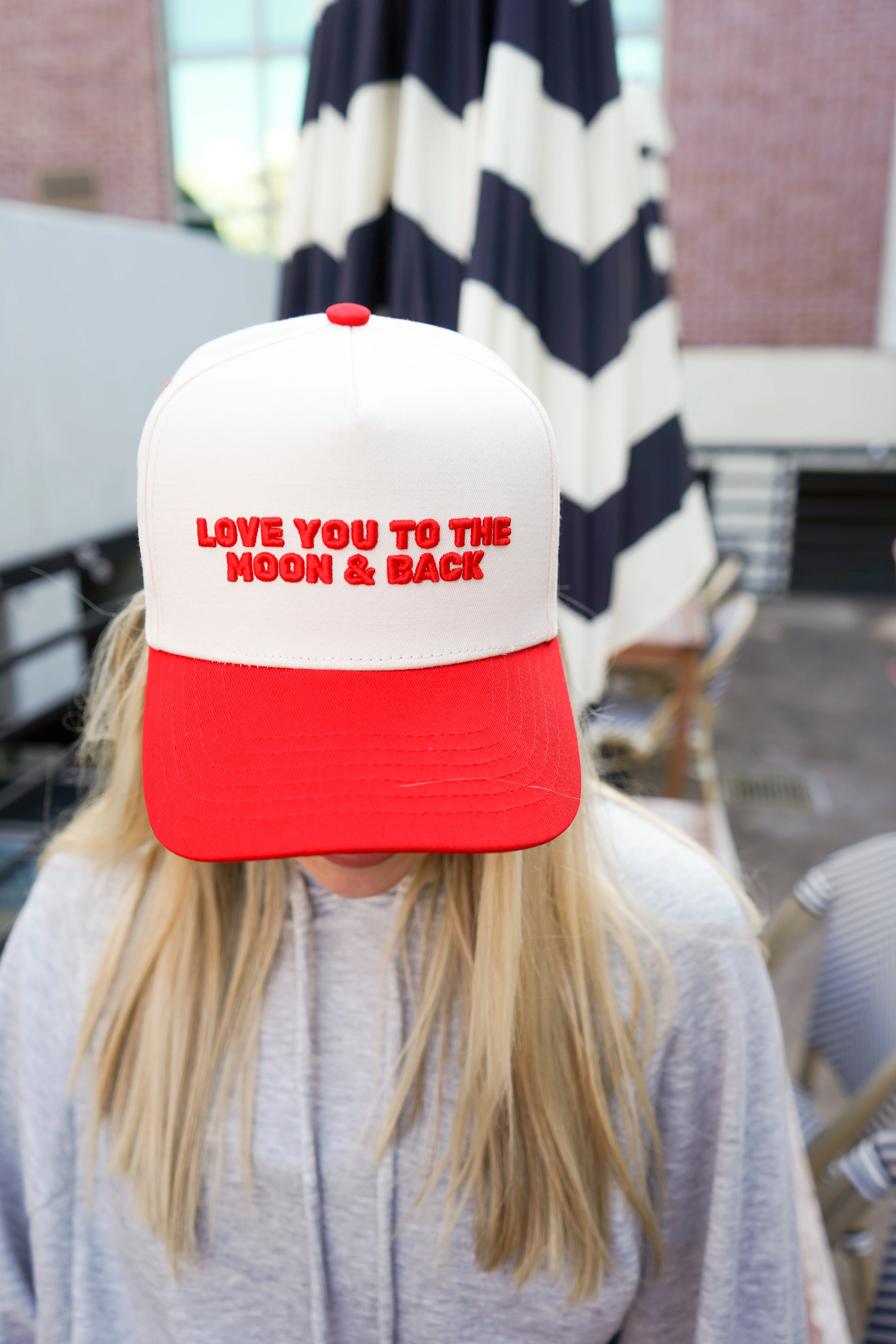 Love you to the Moon - Red Vintage Trucker Hat - Image 3