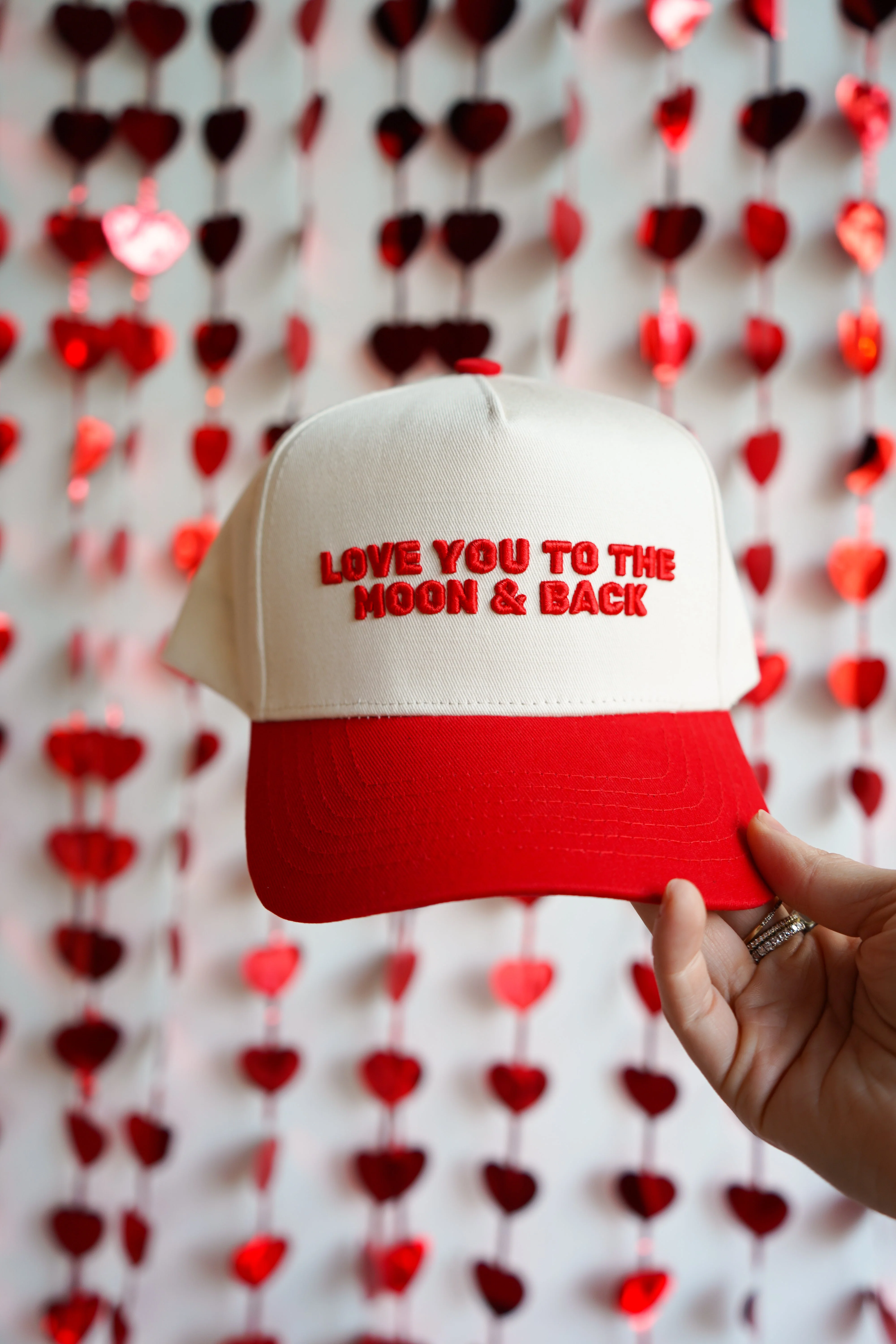Love you to the Moon - Red Vintage Trucker Hat - Image 4
